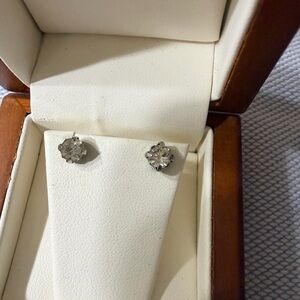 Sterling Clear Crystal Stud Earrings - Classic Silver Tone